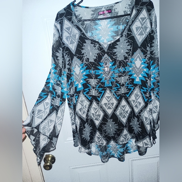 Rock and roll cowgirl women's blouse size large - Picture 1 of 4